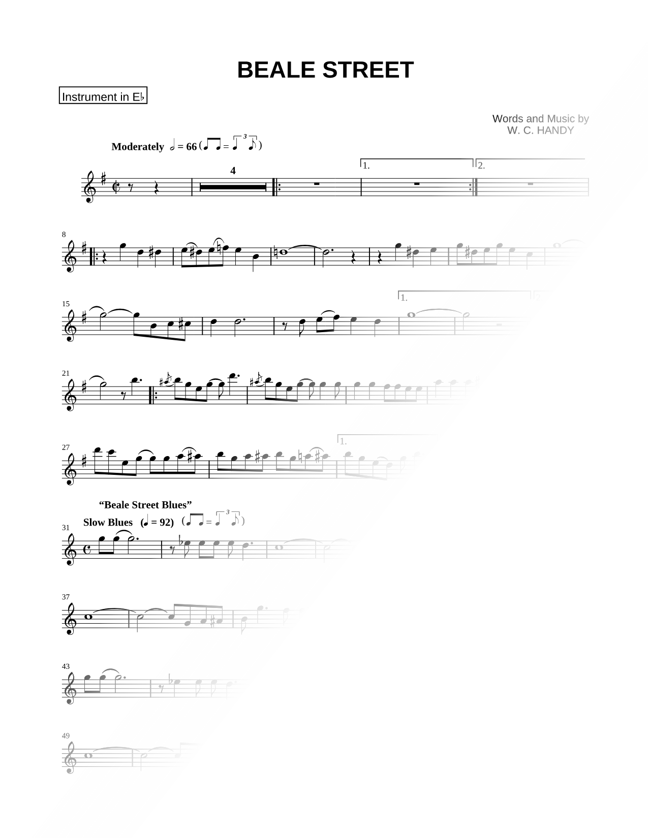 Beale Street Blues - Eb Instrument