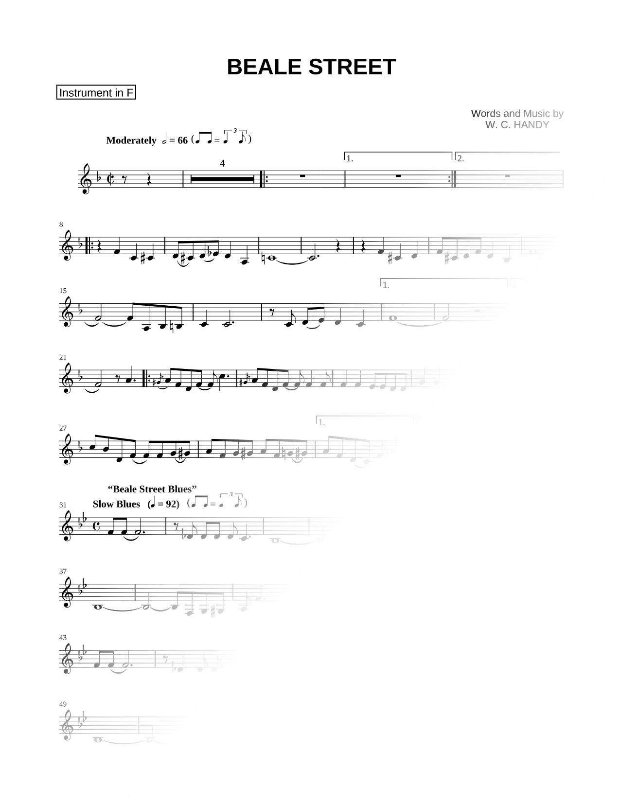 Beale Street Blues - F Instrument