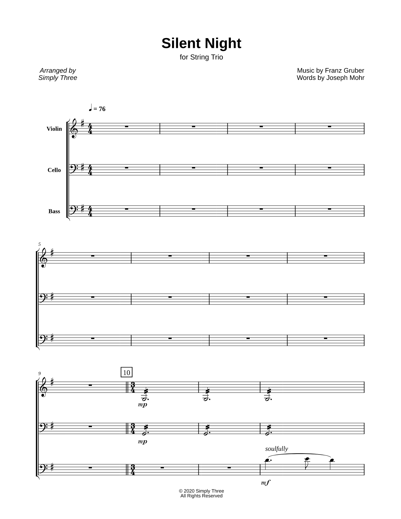 Silent Night - String Trio