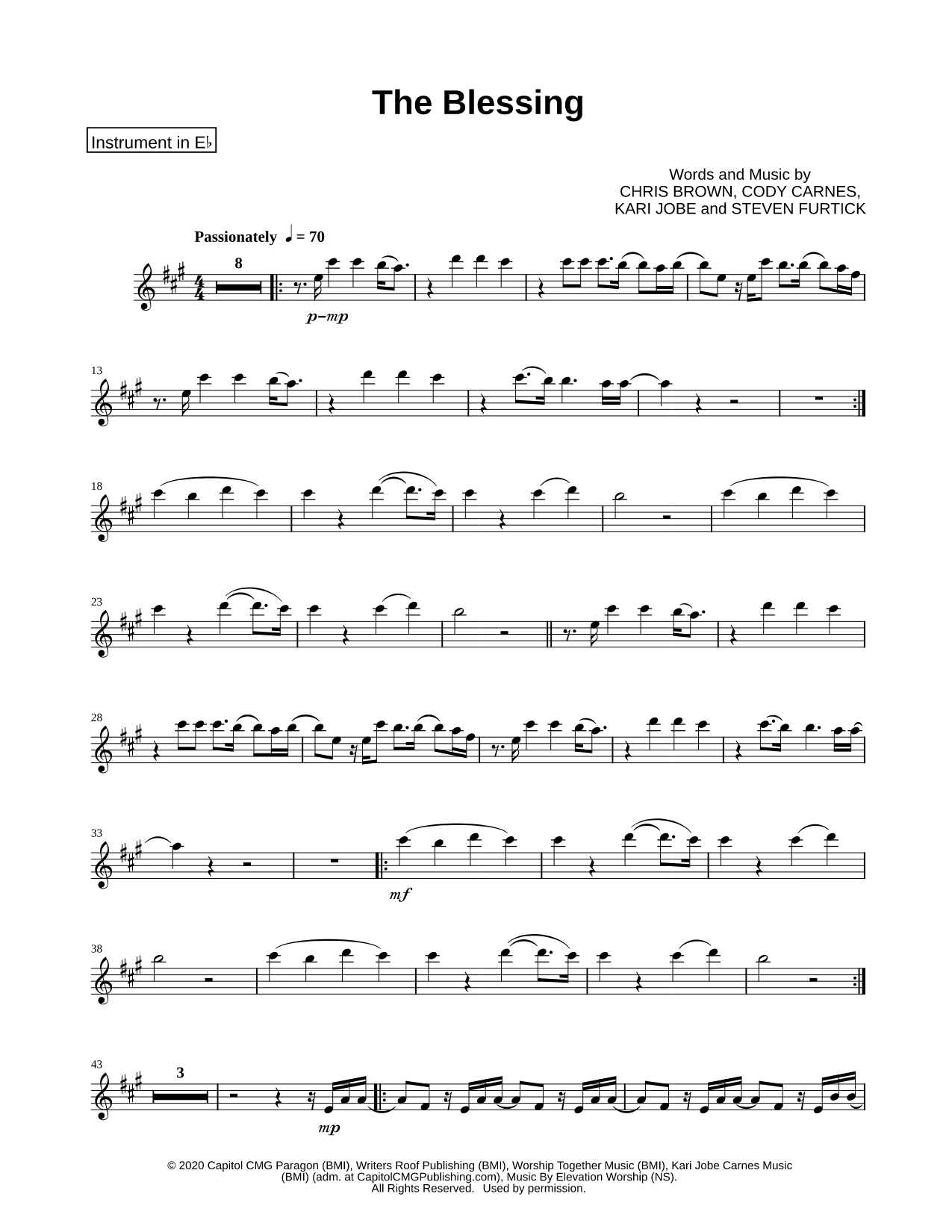 The Blessing - Eb Instrument