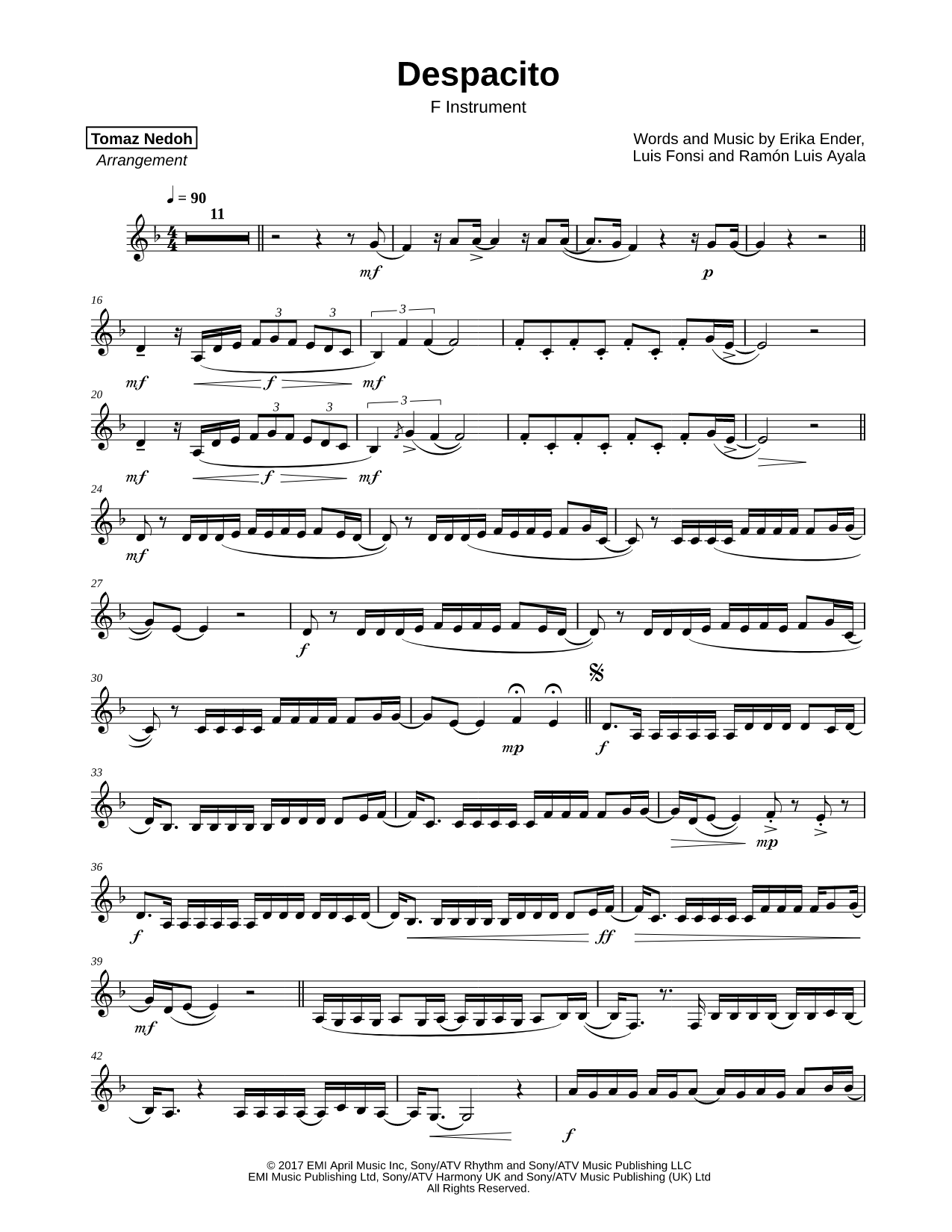 Despacito - F Instrument