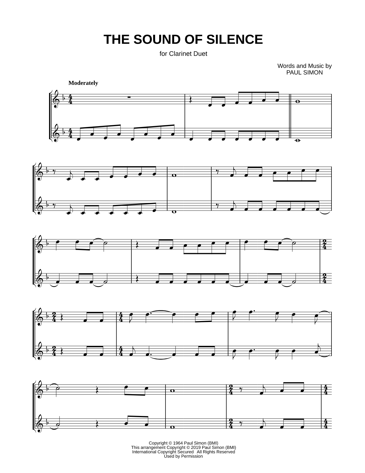 The Sound of Silence - Clarinet Duet