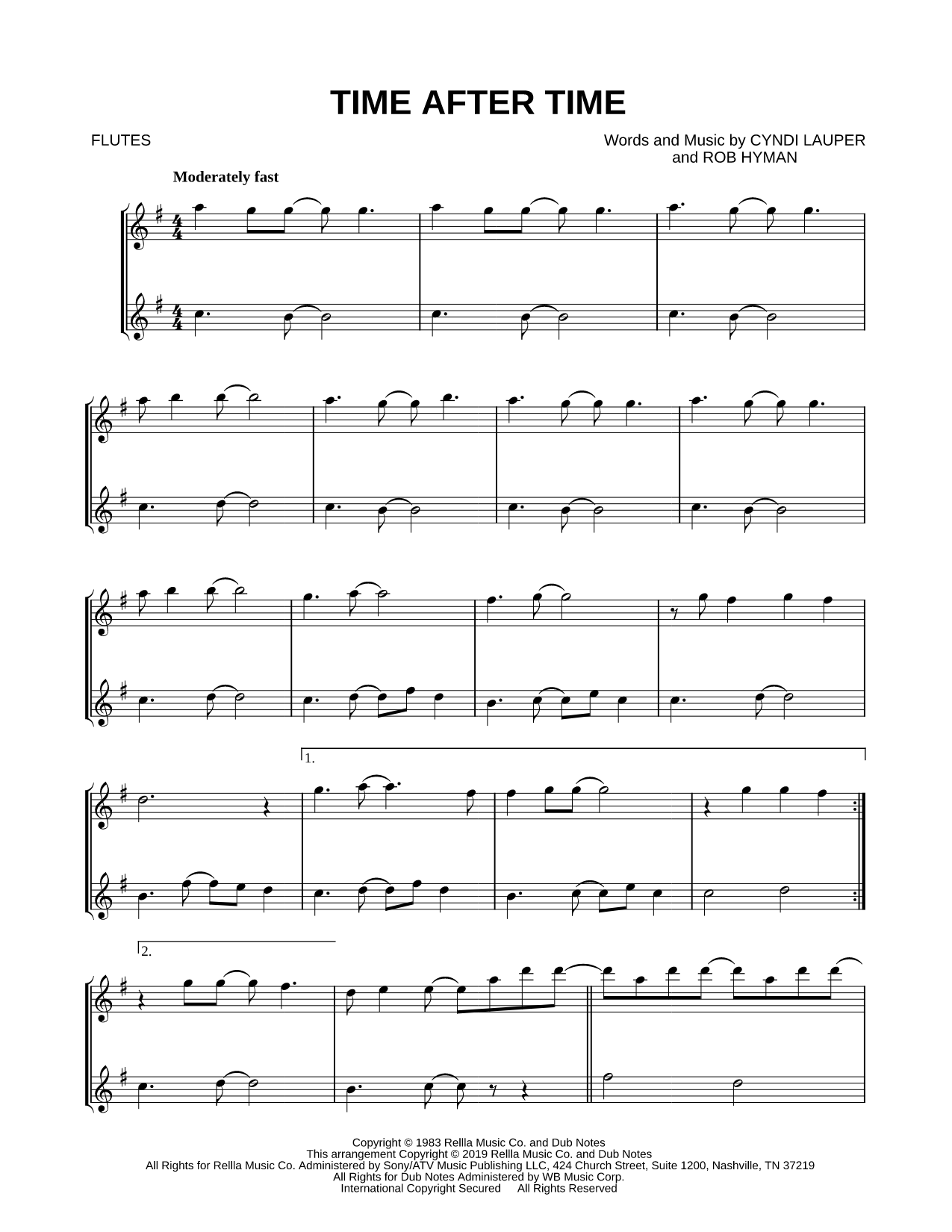 Time After Time - Flute Duet