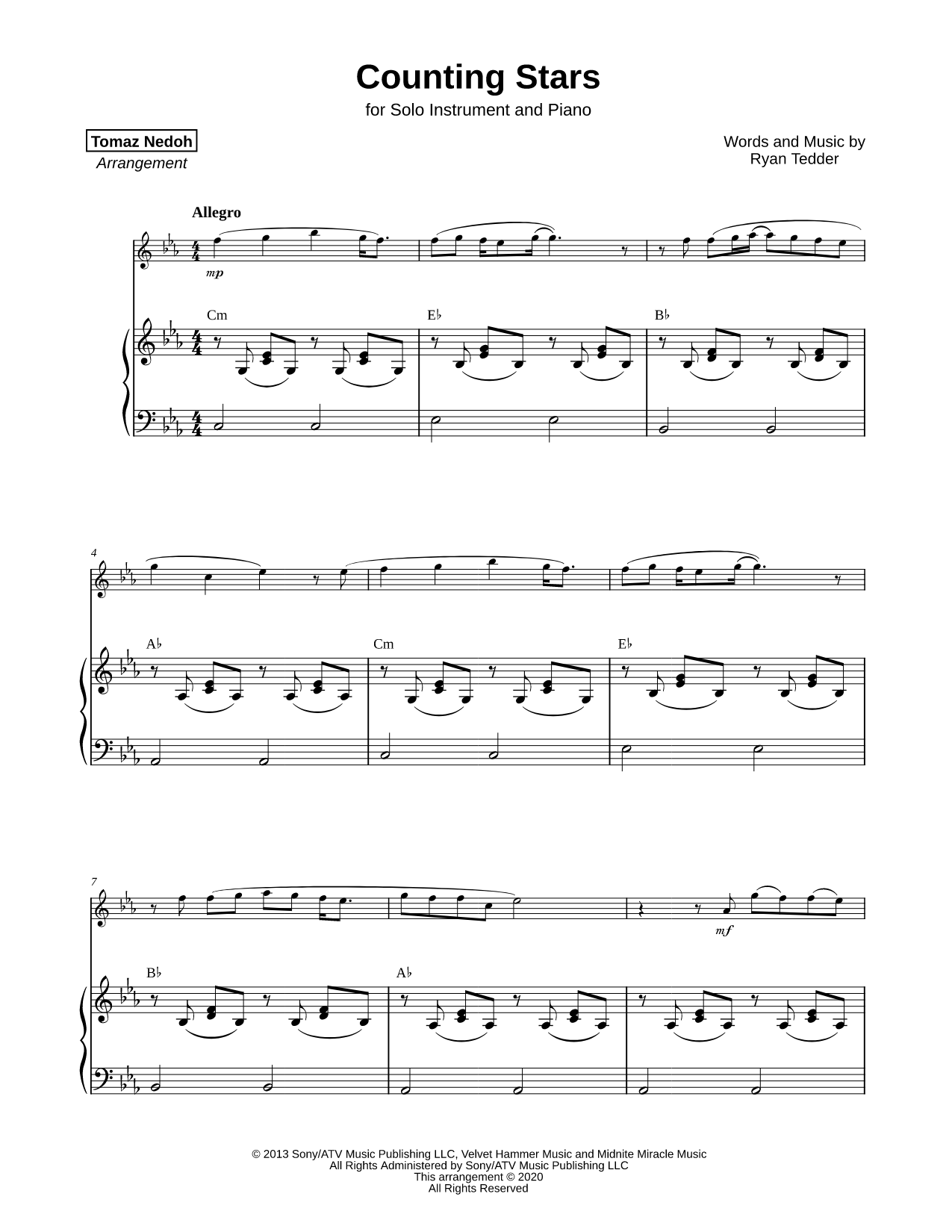 Counting Stars - Piano Accompaniment
