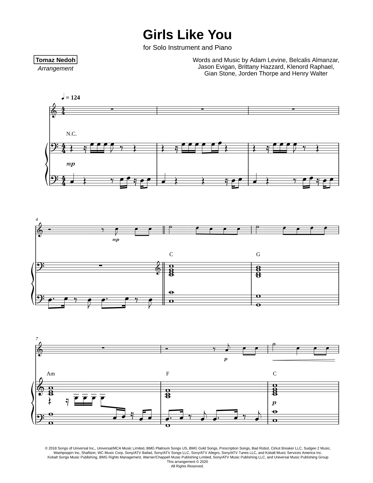 Girls Like You - Piano Accompaniment