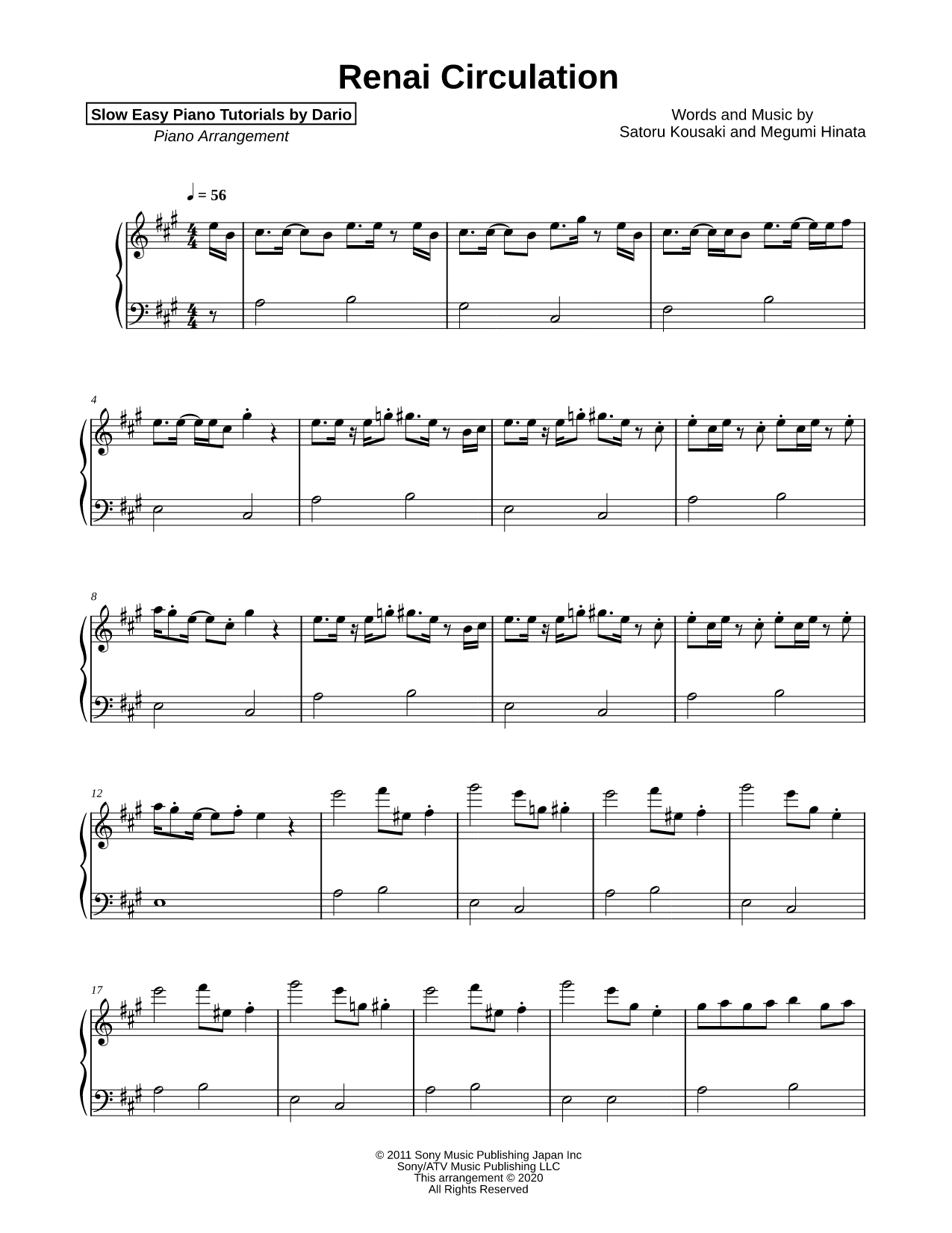 Renai Circulation [Slow Easy Piano Tutorial]