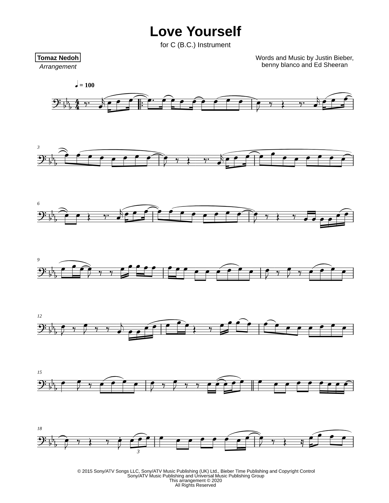 Love Yourself - Bass Clef Instrument