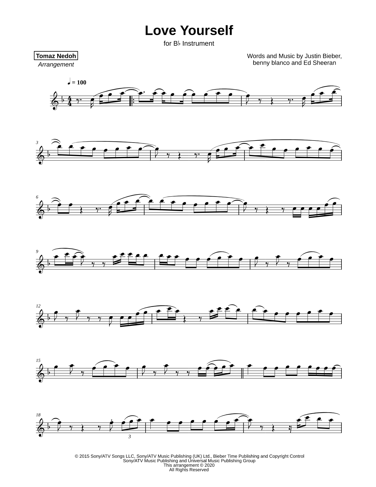 Love Yourself - Bb Instrument