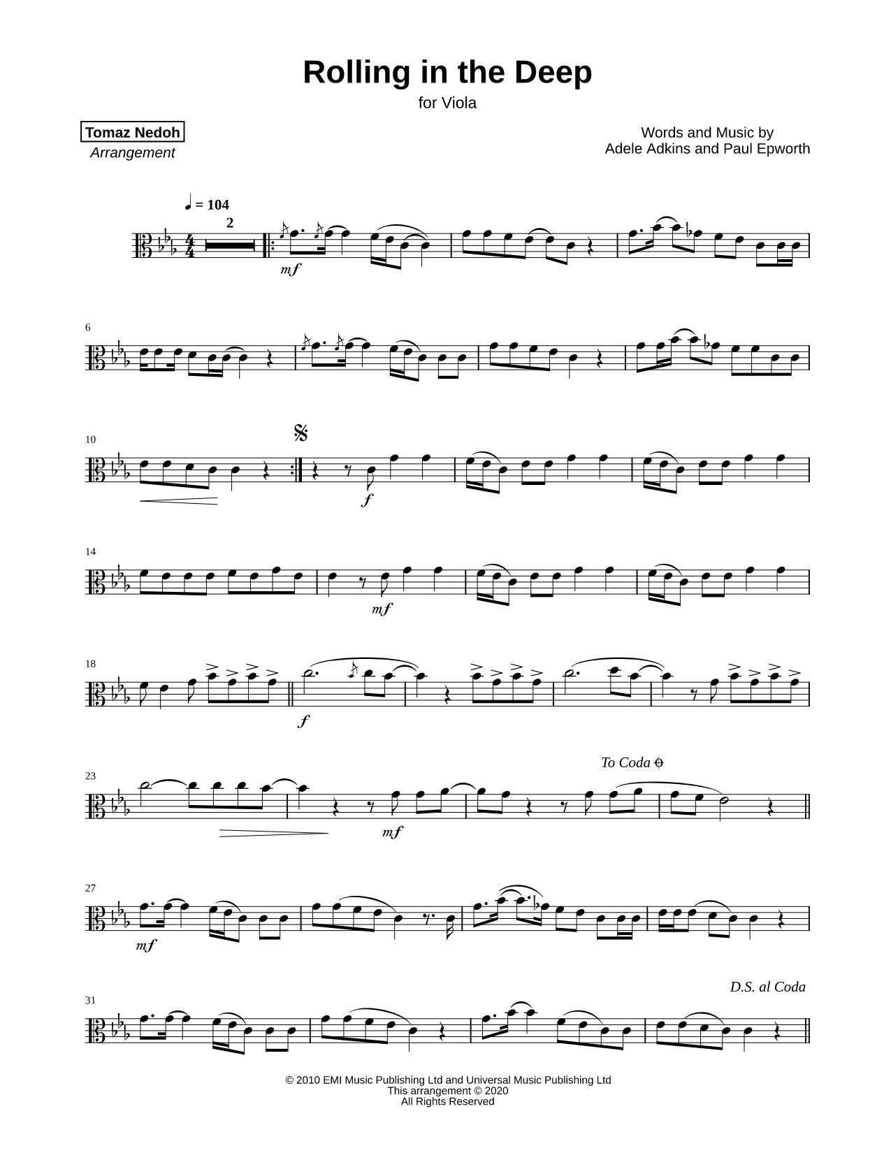 Rolling in the Deep - Viola