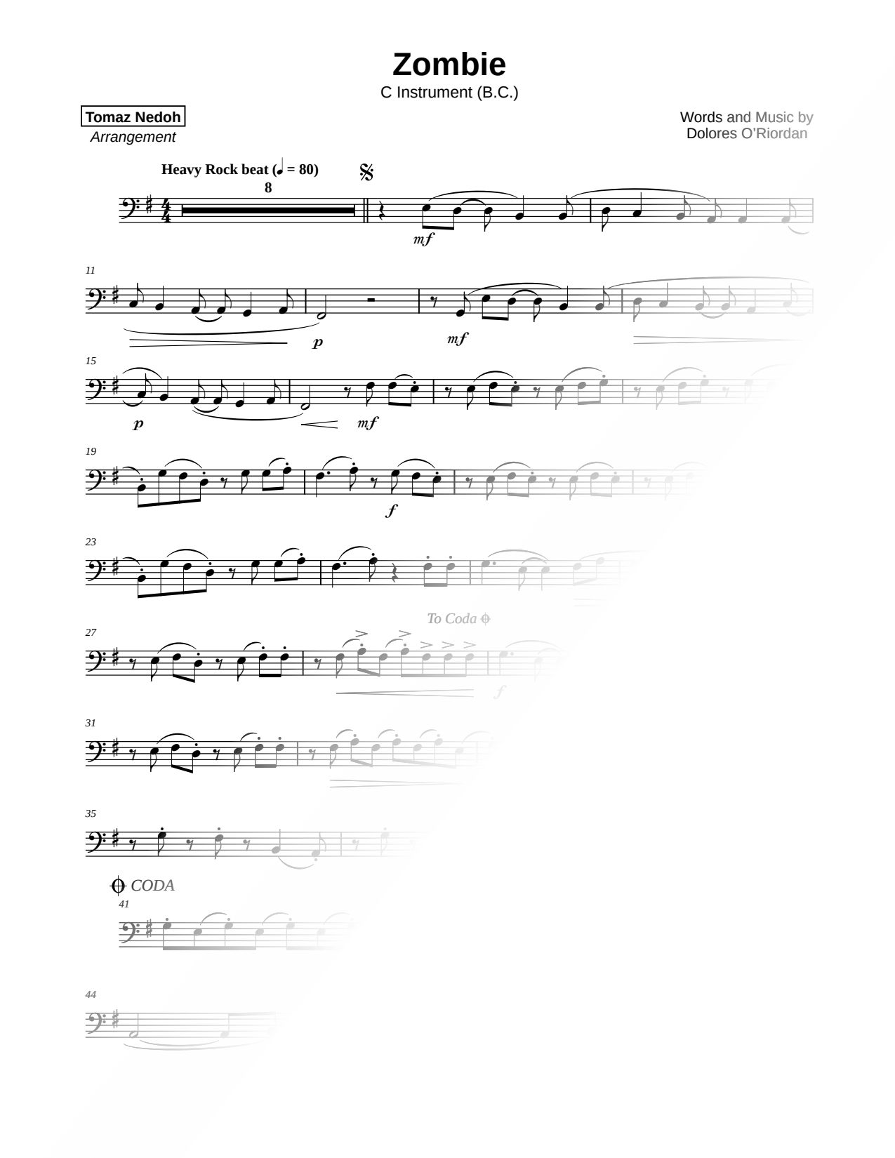 Zombie - Bass Clef Instrument