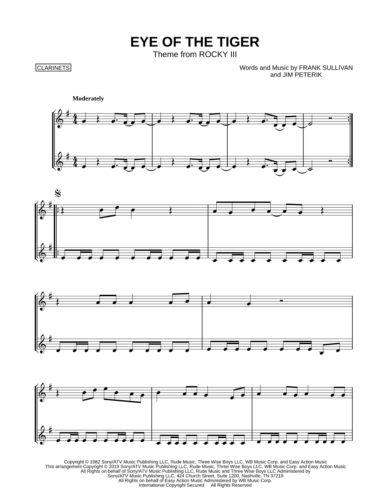 Eye of the Tiger - Clarinet Duet