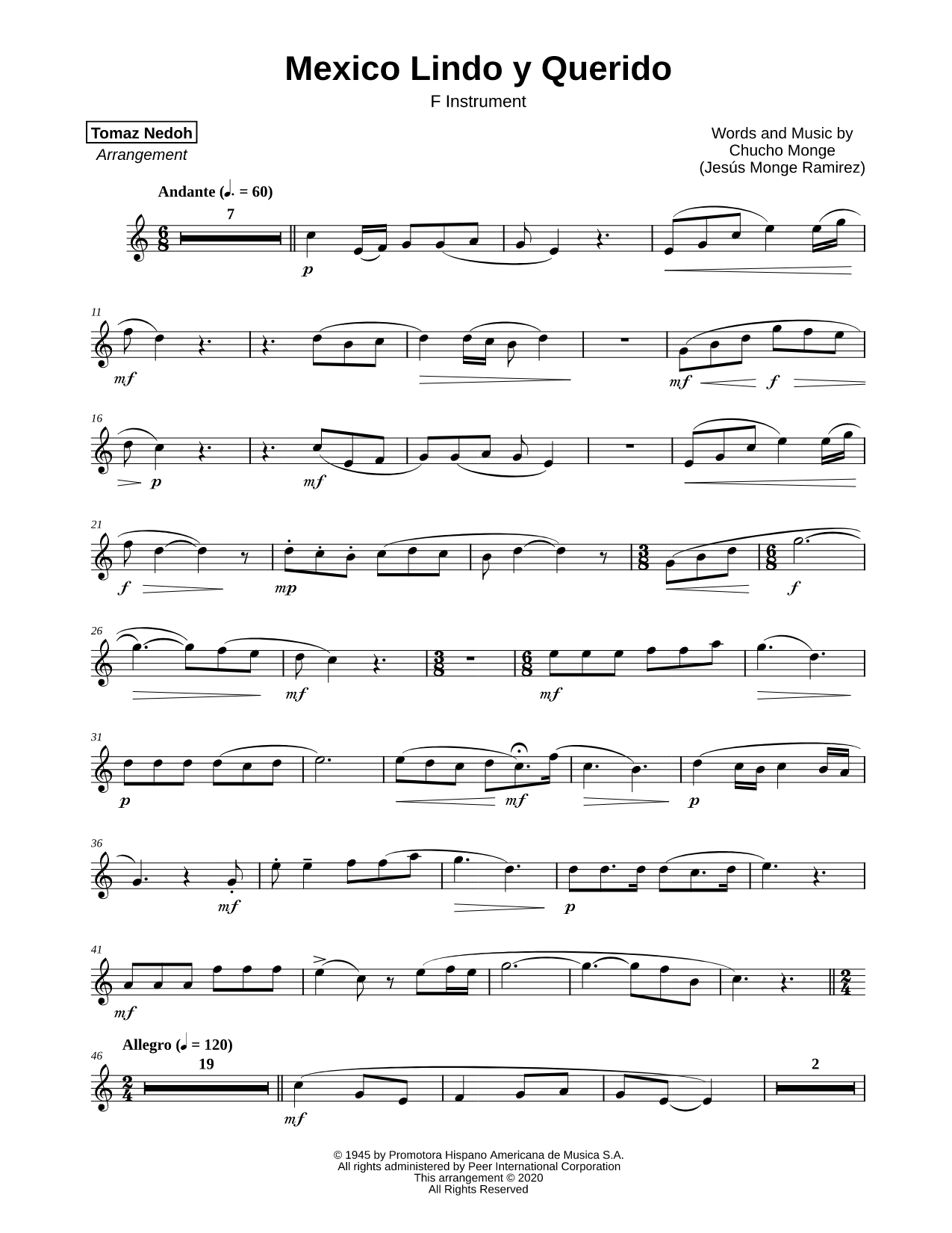 México Lindo y Querido - F Instrument