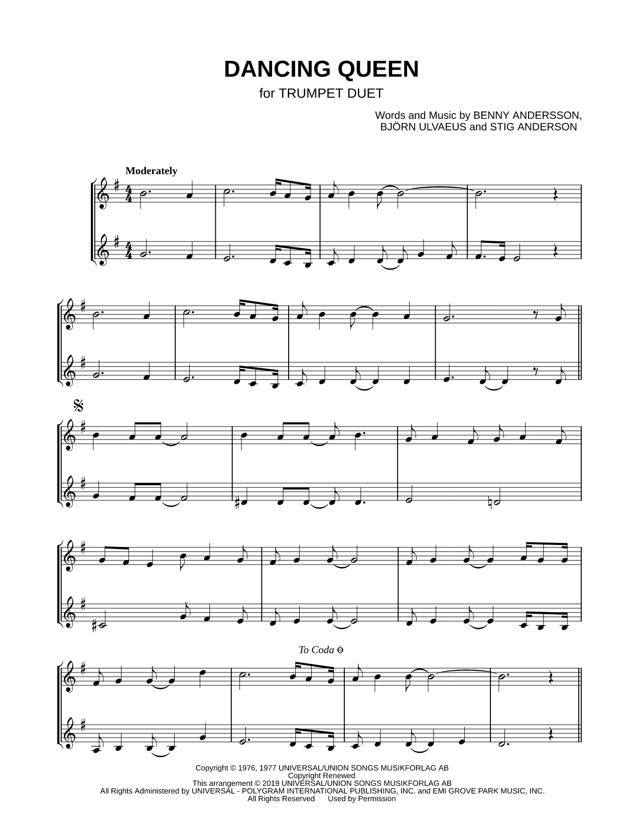 Dancing Queen - Trumpet Duet