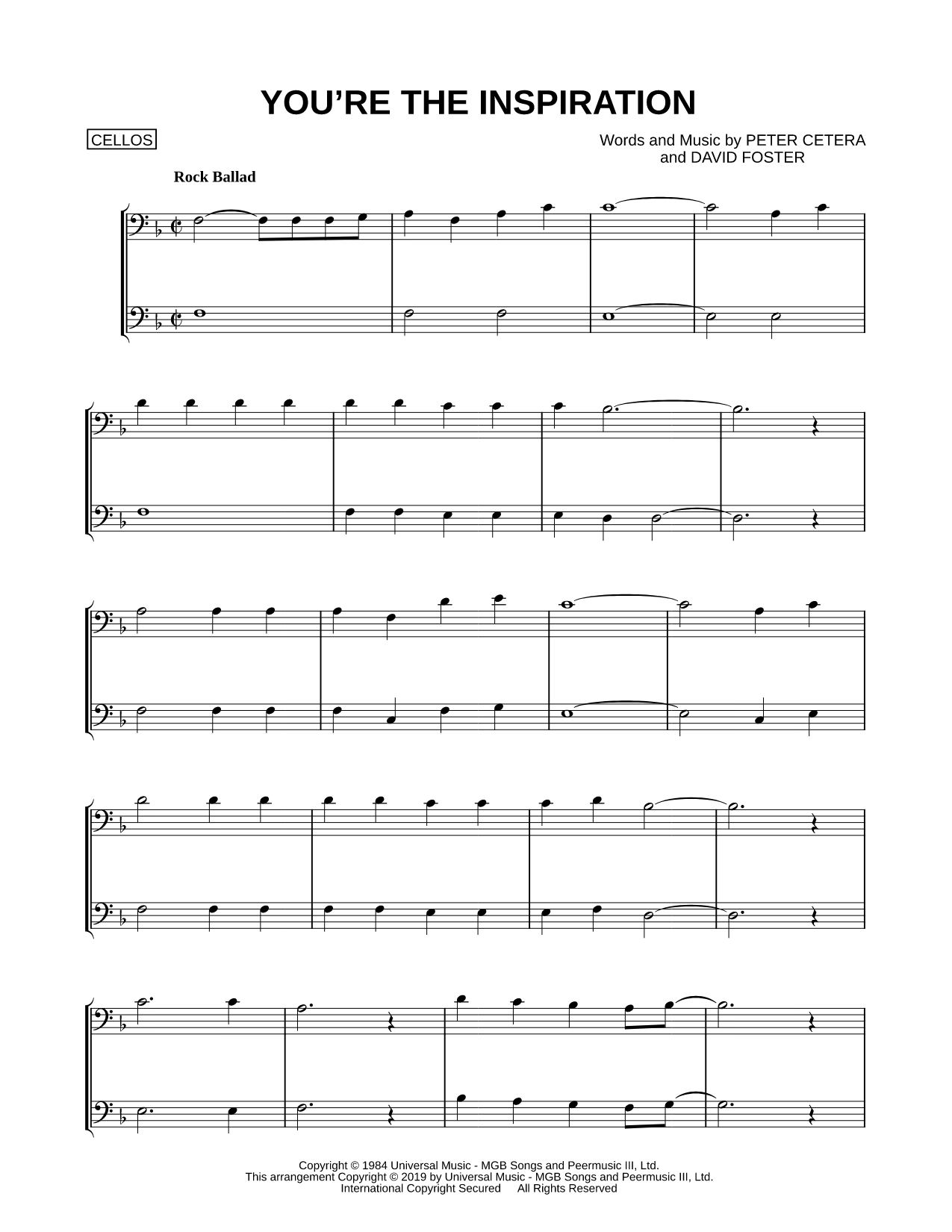 You're the Inspiration - Cello Duet