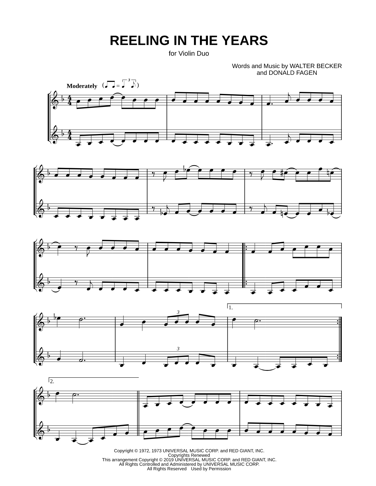 Reelin' in the Years - Violin Duet