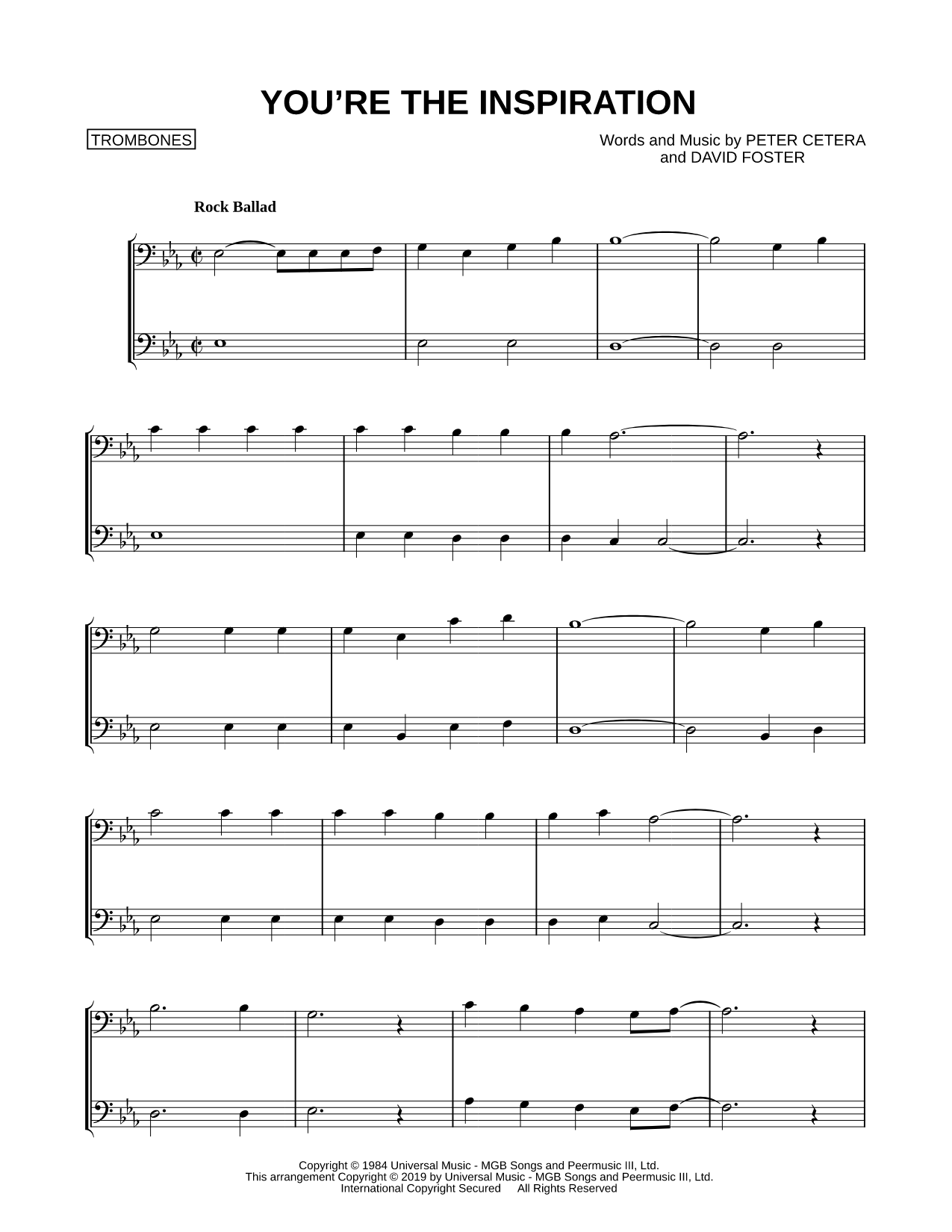 You're the Inspiration - Trombone Duet