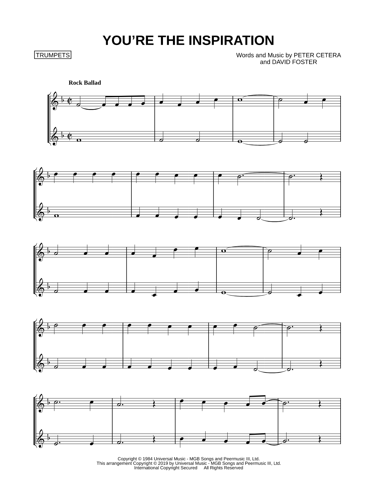 You're the Inspiration - Trumpet Duet