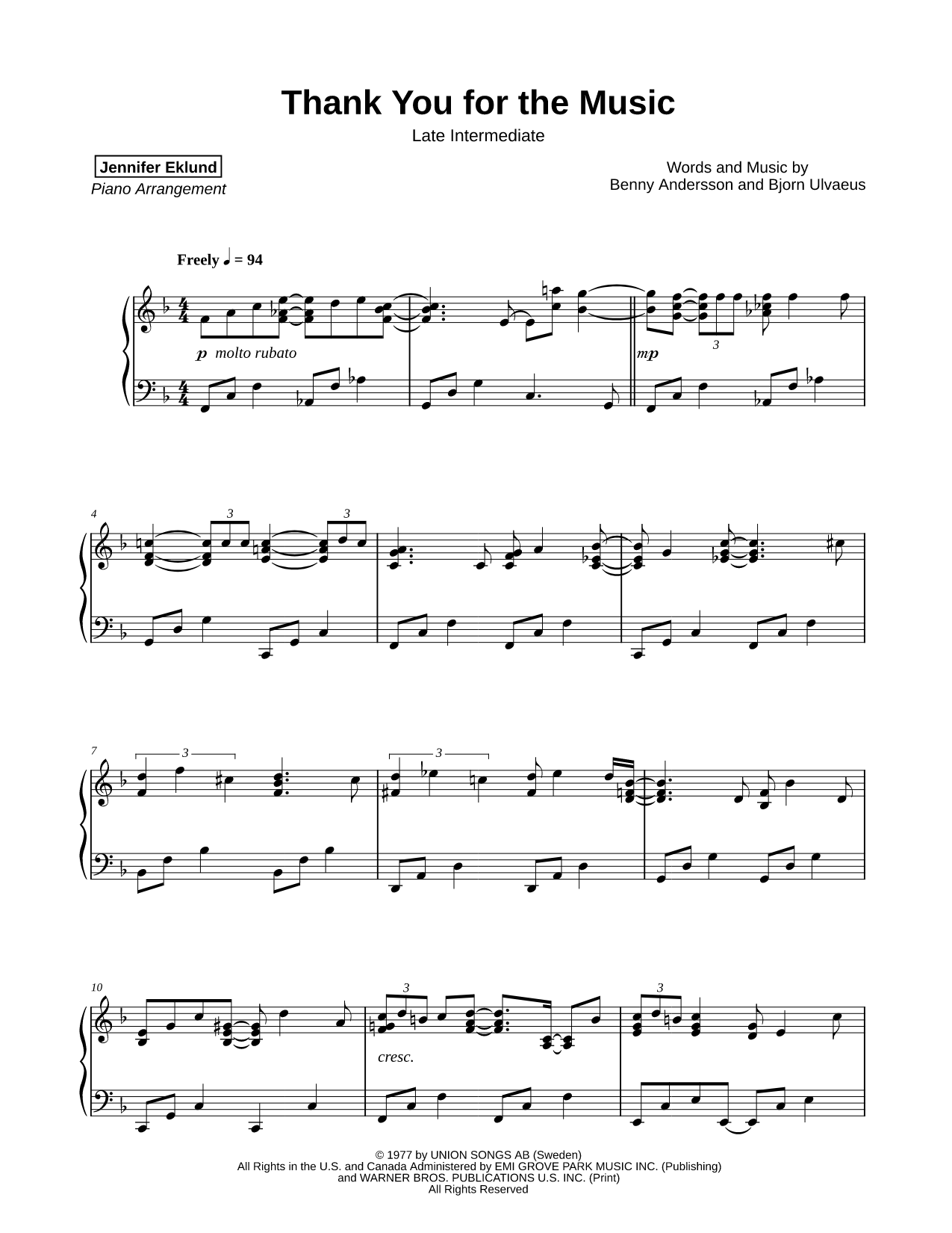 Thank You for the Music [late intermediate]