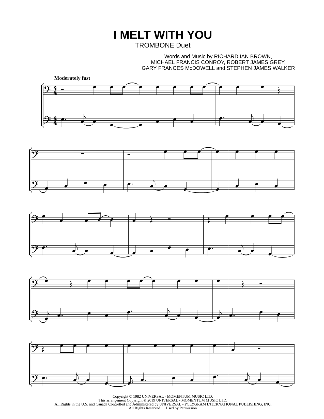 I Melt With You - Trombone Duet