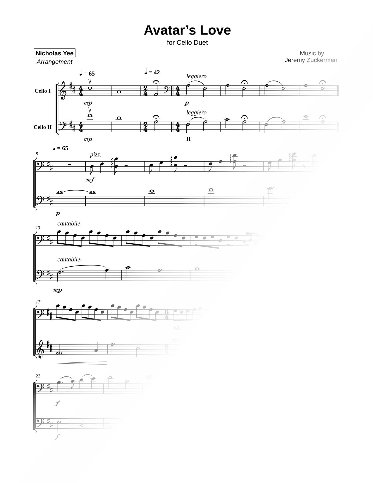 The Avatar's Love - Cello Duet
