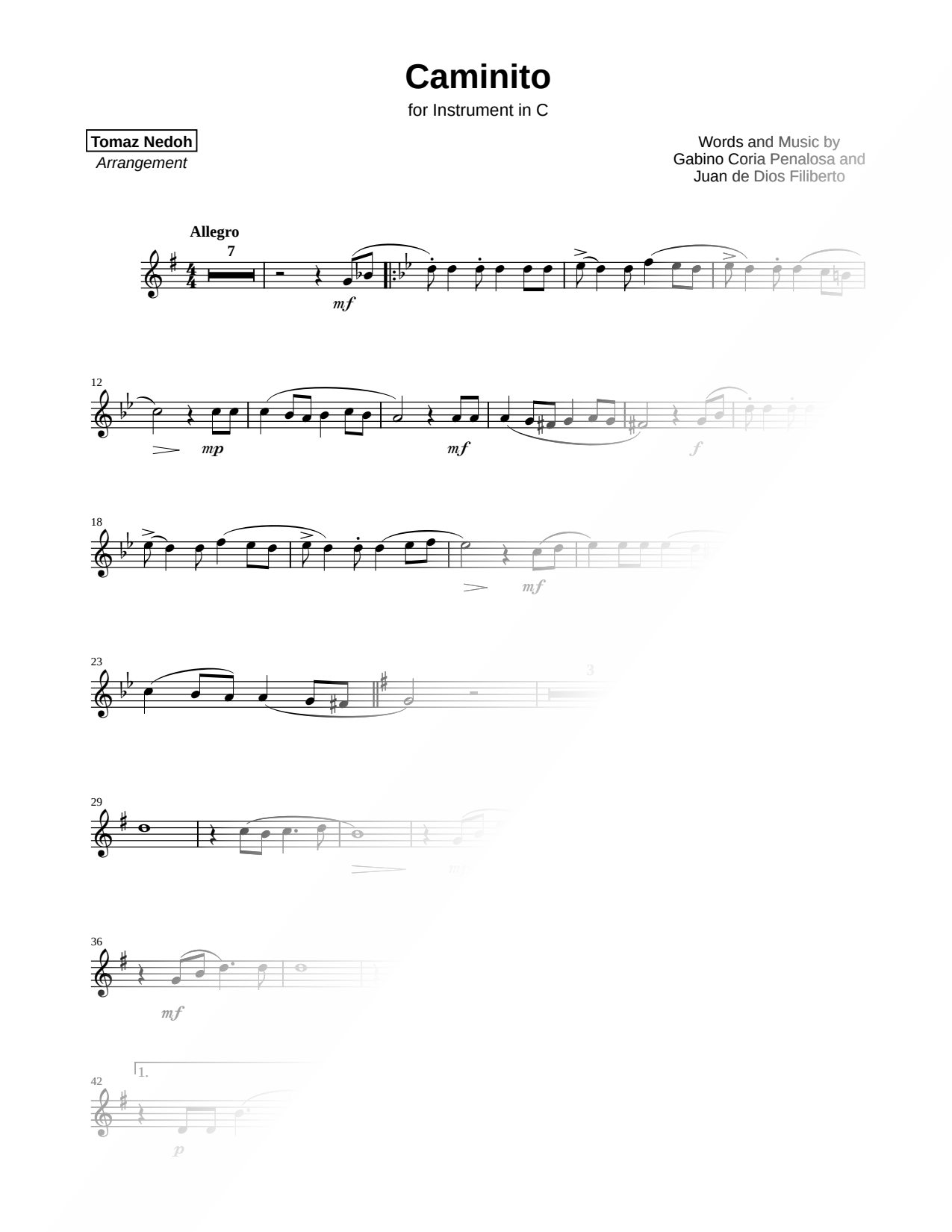 Caminito - C Instrument