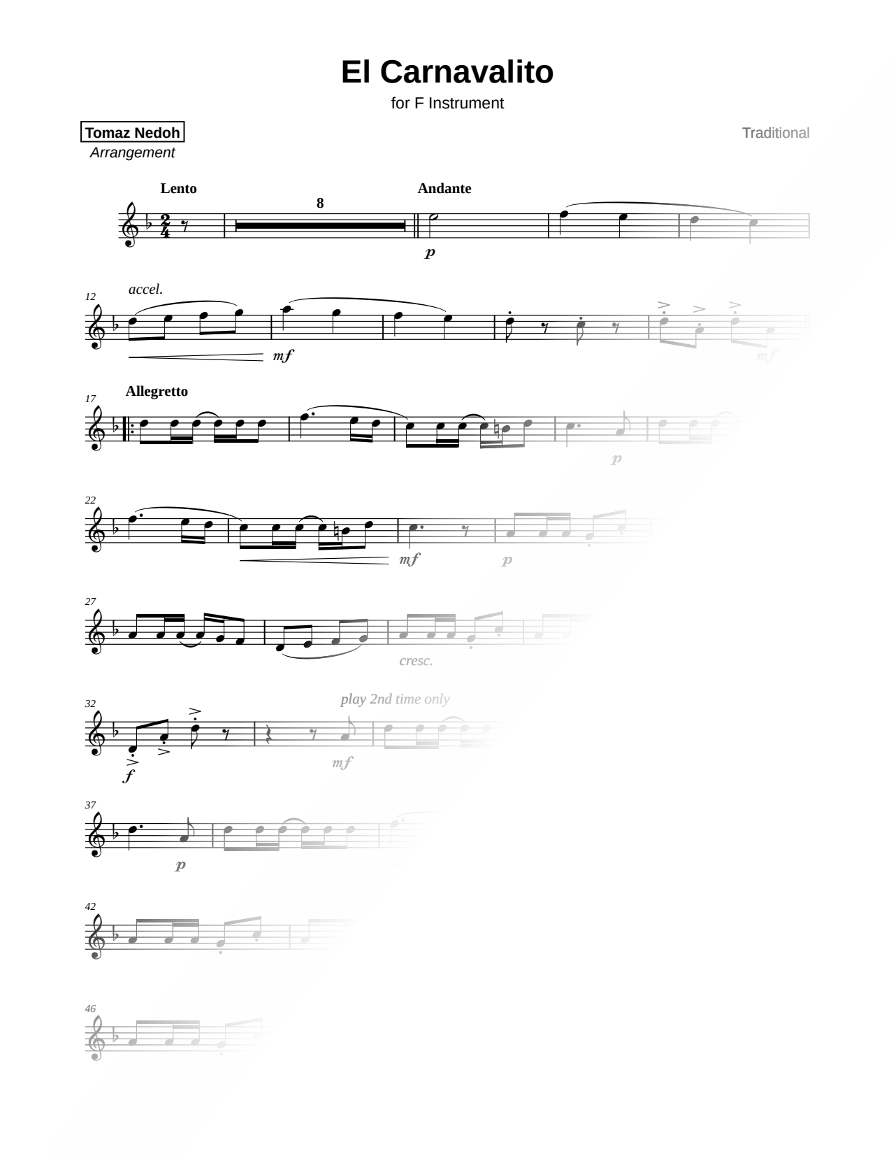 El Carnavalito - F Instrument