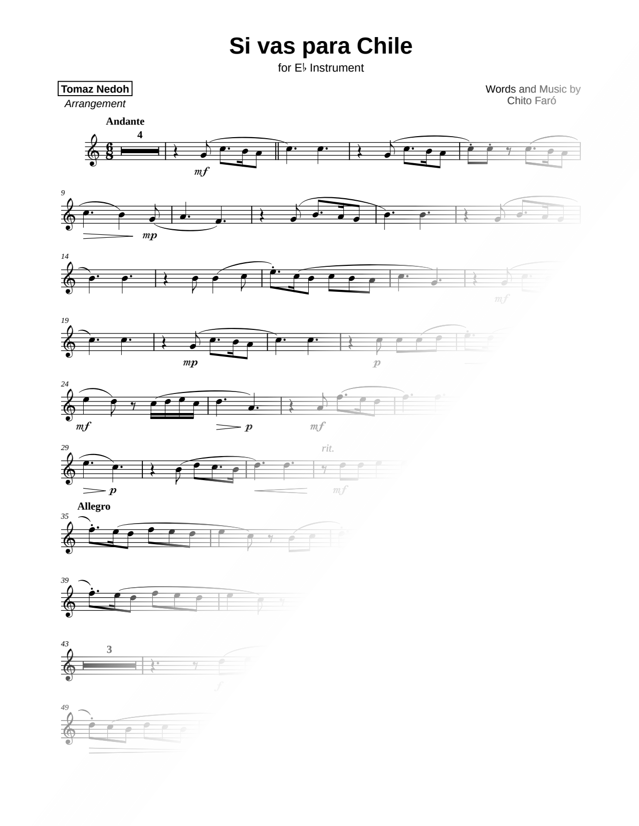Si vas para Chile - Eb Instrument