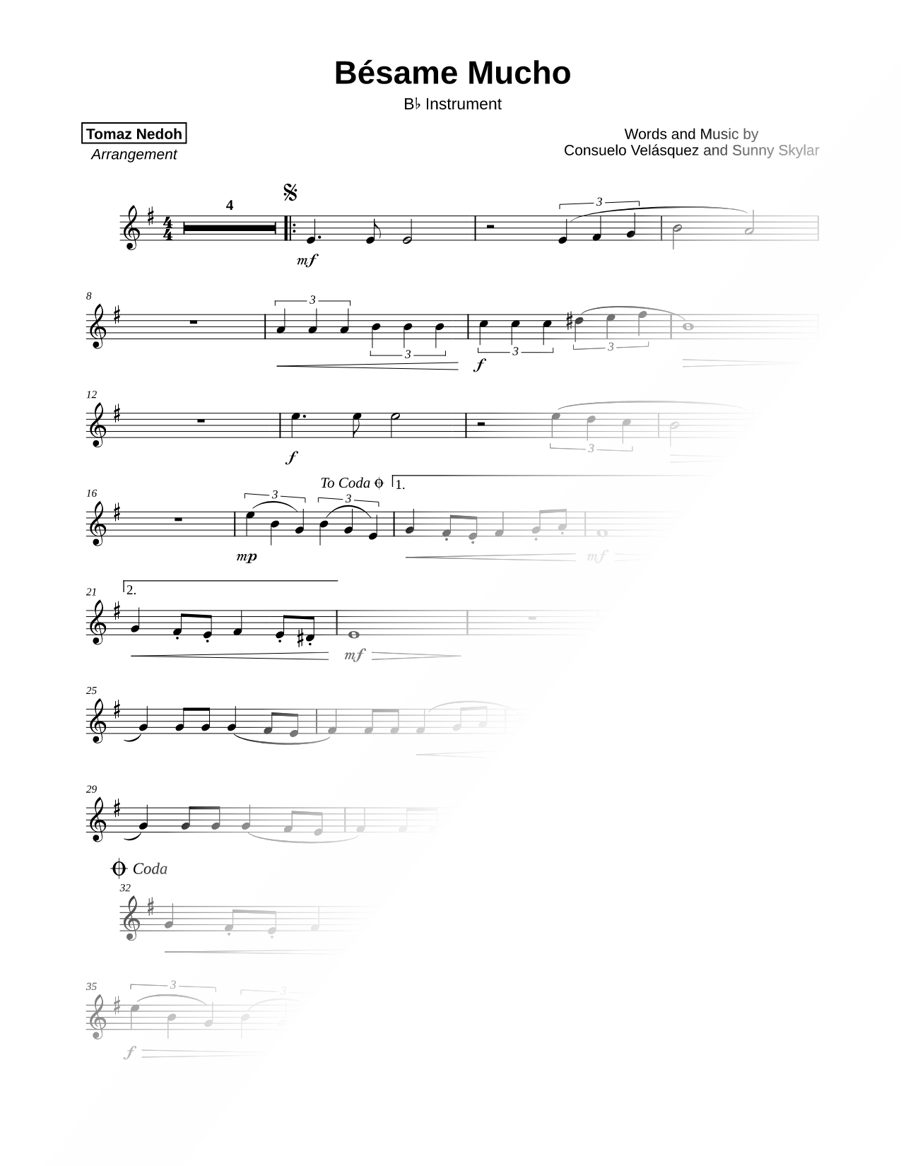 Bésame Mucho - Bb Instrument