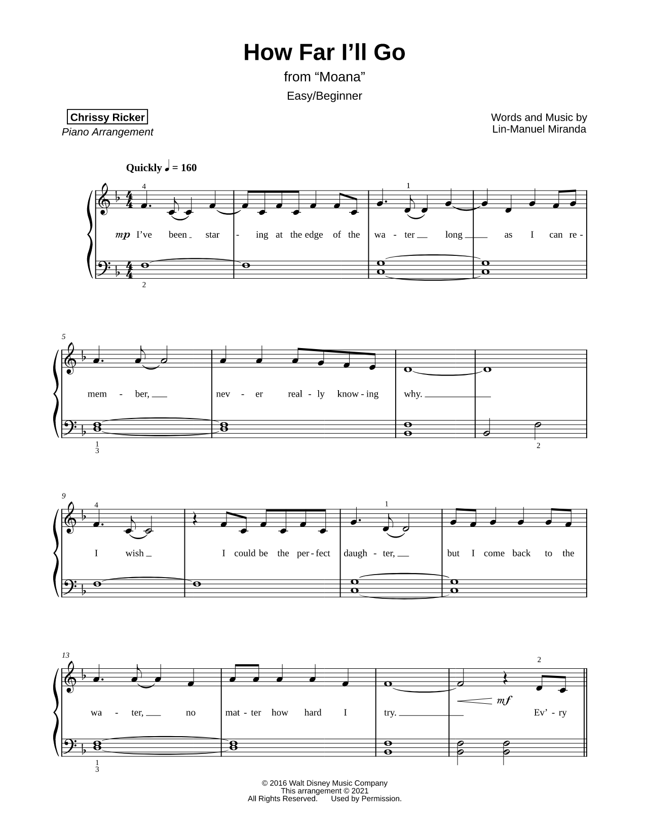 How Far I'll Go [easy / beginner]