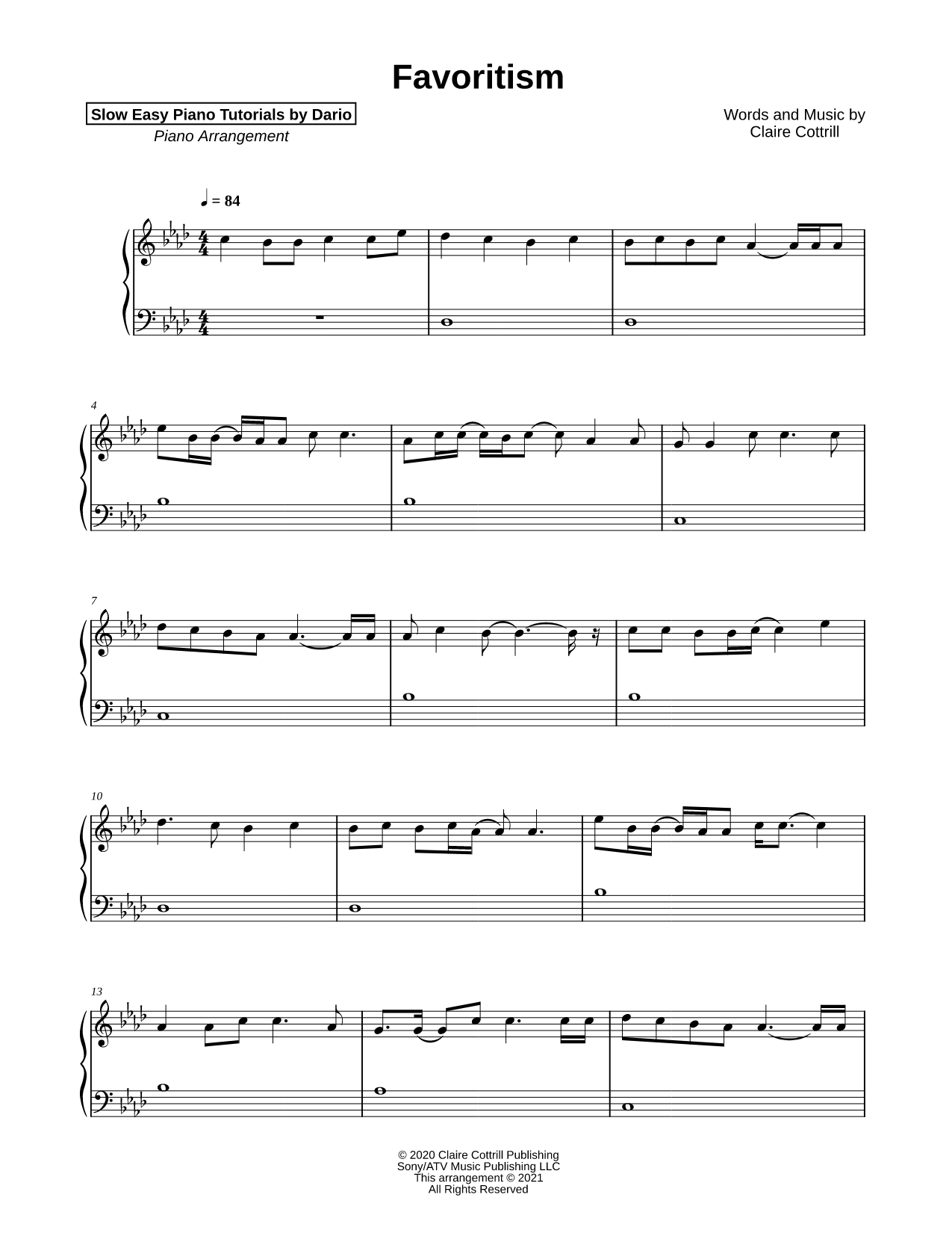 Favoritism [Slow Easy Piano Tutorial]