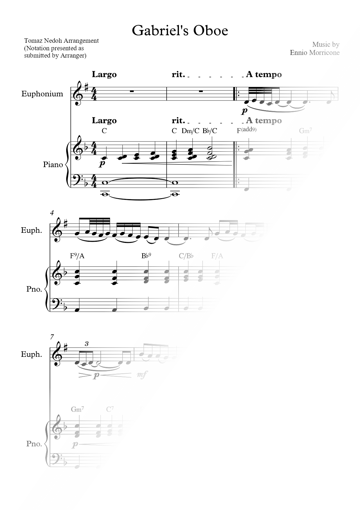 Gabriel's Oboe - Euphonium & Piano