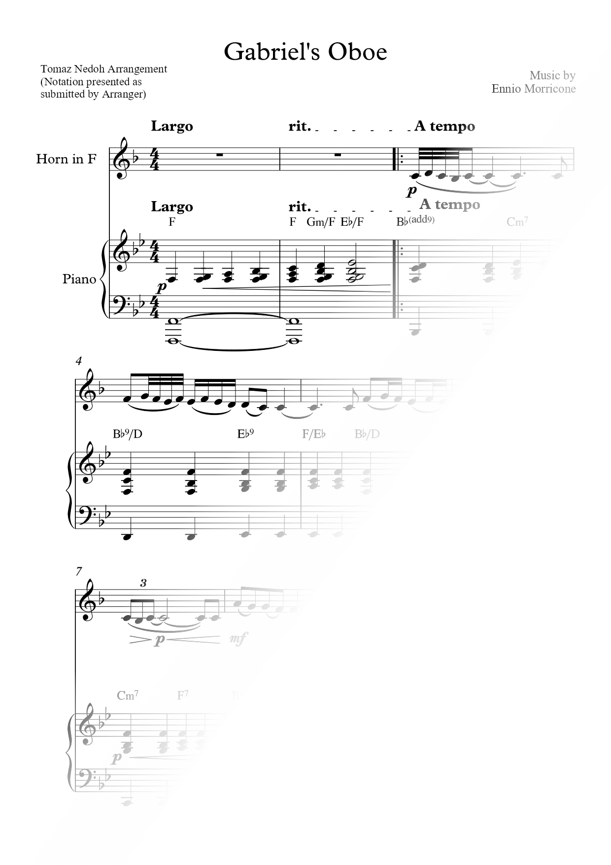 Gabriel's Oboe - French Horn & Piano
