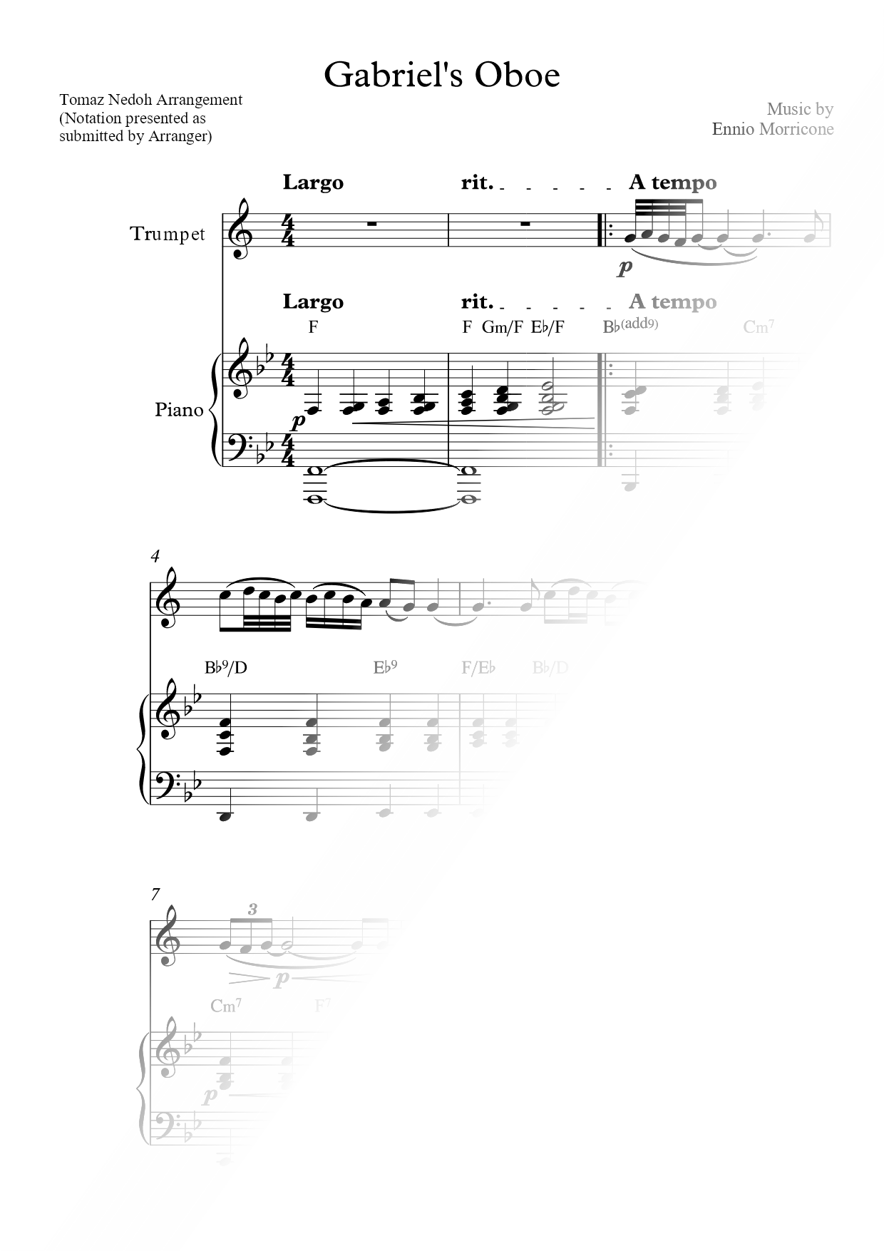 Gabriel's Oboe - Trumpet & Piano