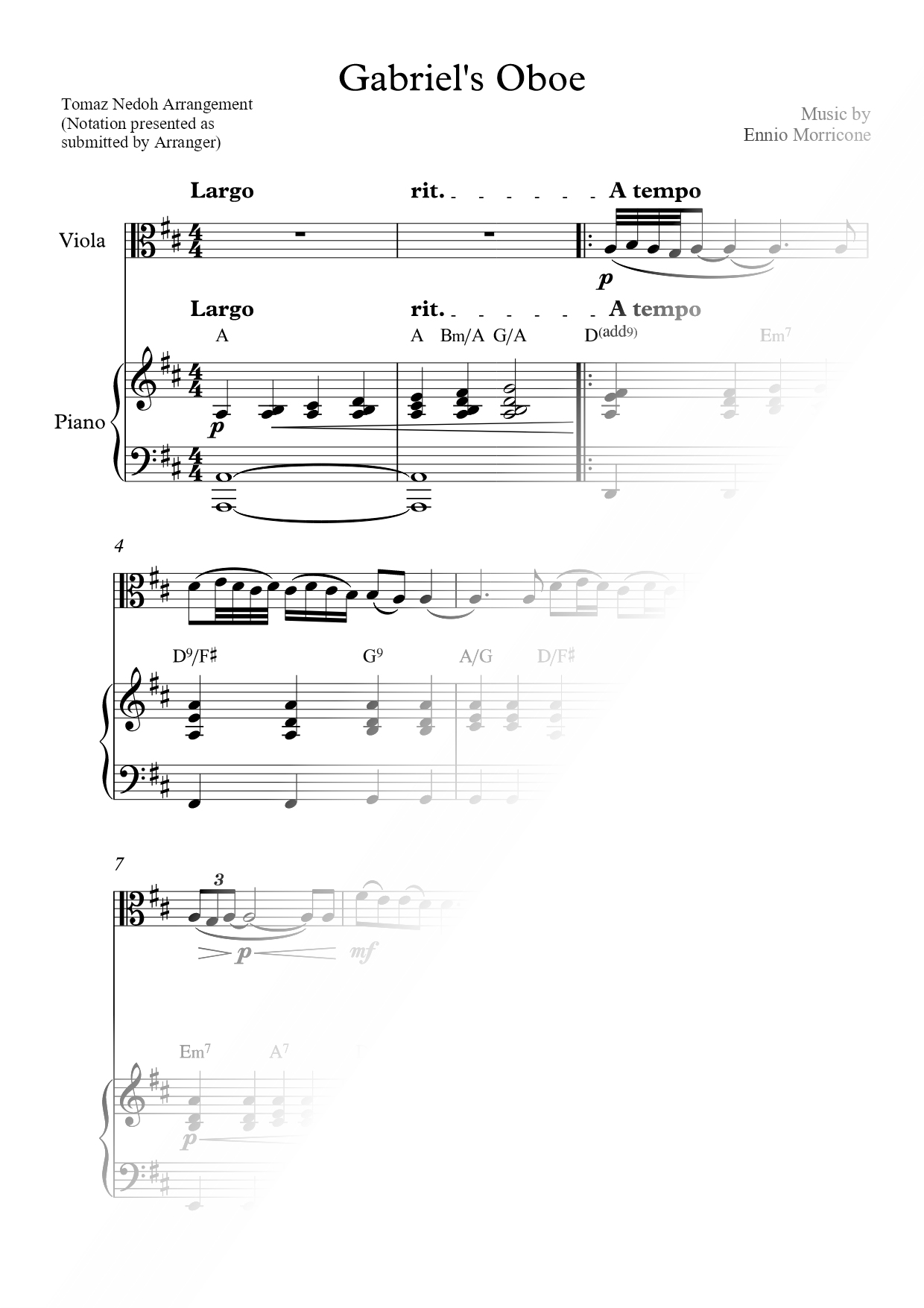 Gabriel's Oboe - Viola & Piano