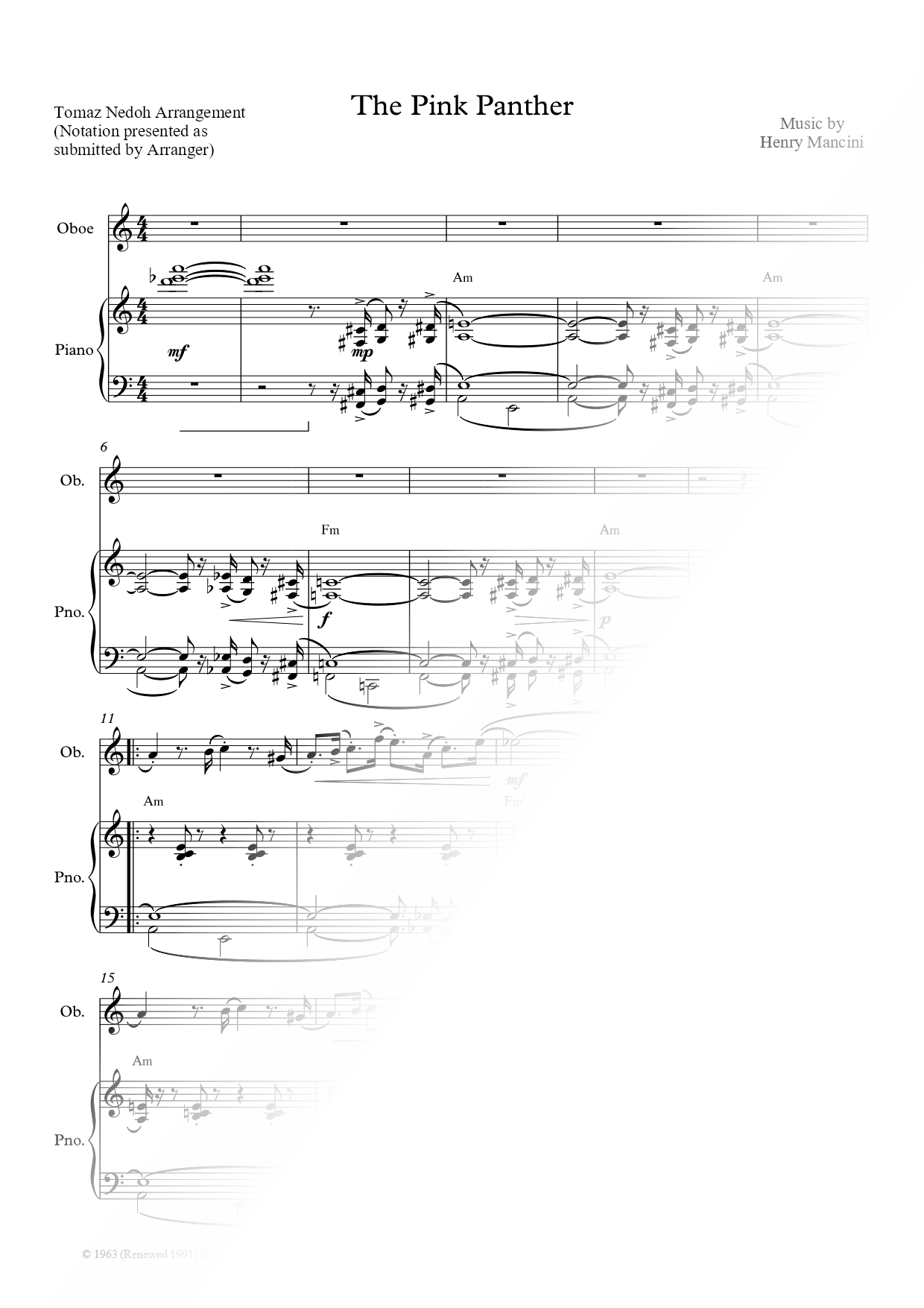 The Pink Panther - Oboe & Piano