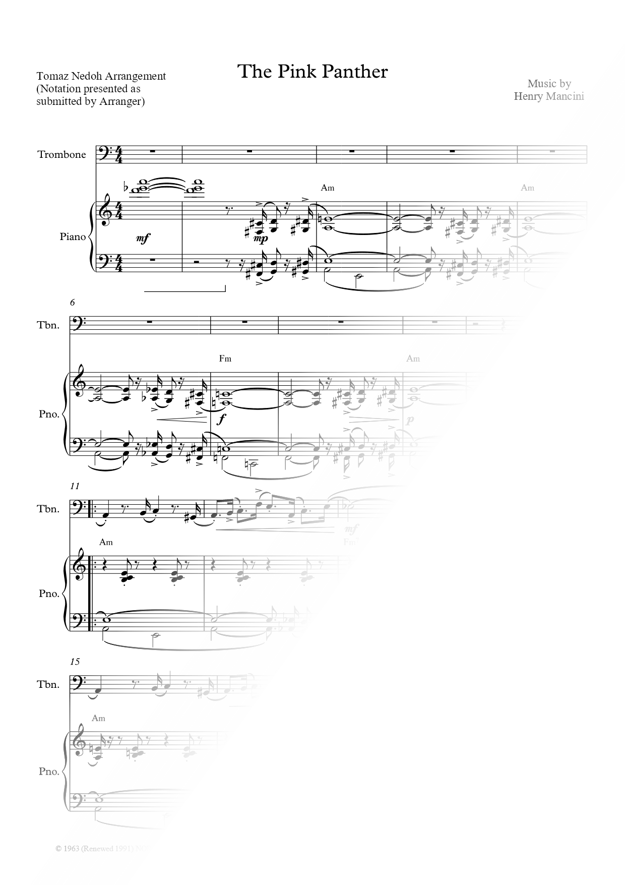 The Pink Panther - Trombone & Piano