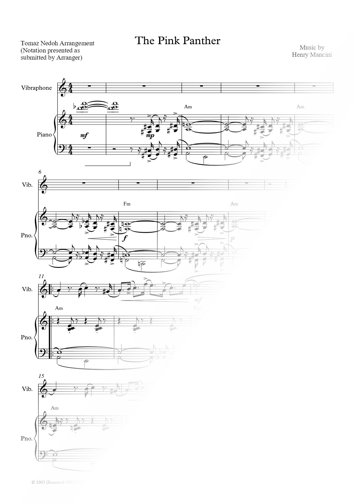 The Pink Panther - Vibraphone & Piano