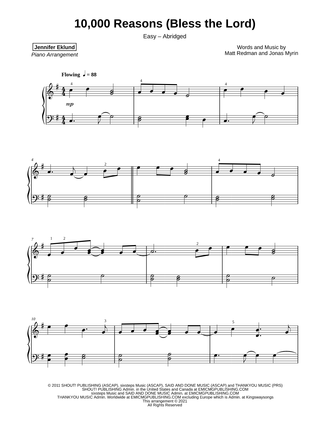 10,000 Reasons (Bless the Lord) [easy - abridged]