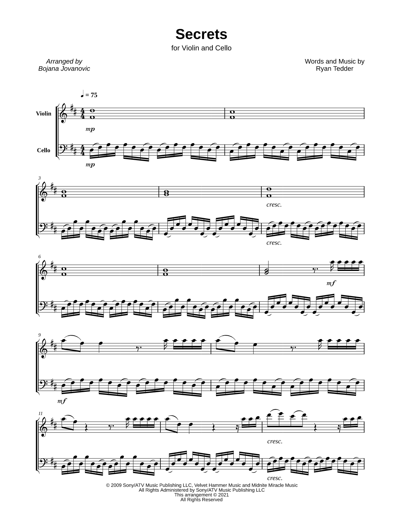 Secrets - Violin & Cello