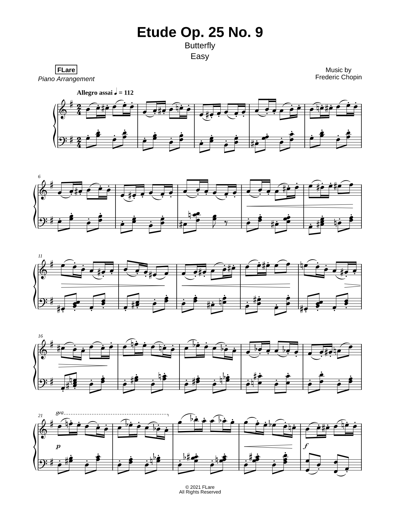 Etude Op. 25 No. 9 (Butterfly) [easy]