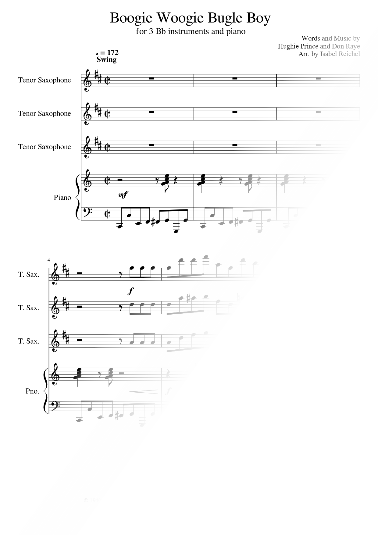 Boogie Woogie Bugle Boy - Bb Instruments & Piano