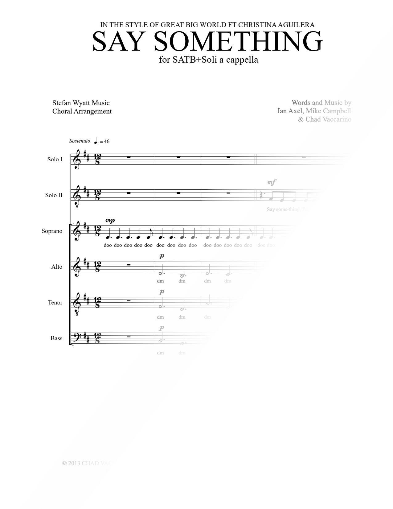 Say Something Sheet Music — SATB Choir A Cappella