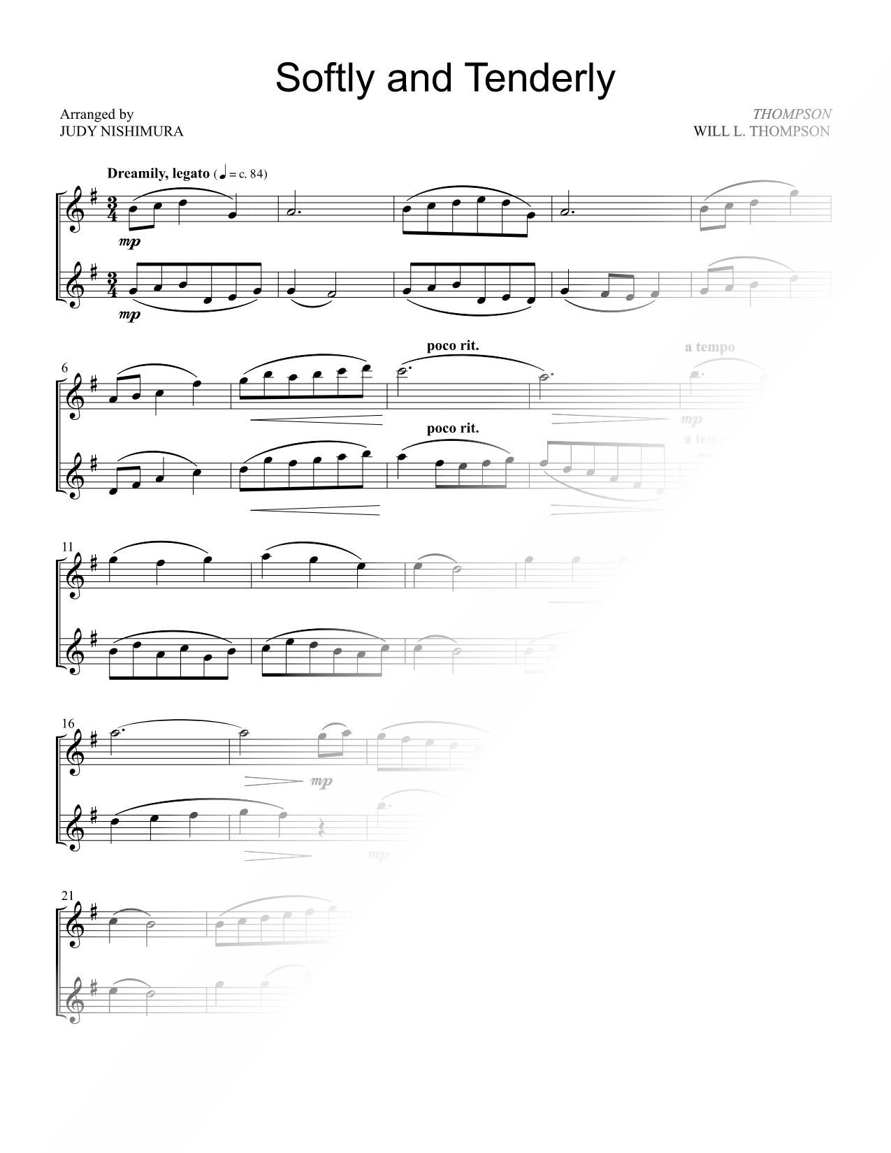 Softly and Tenderly - Flute Duet