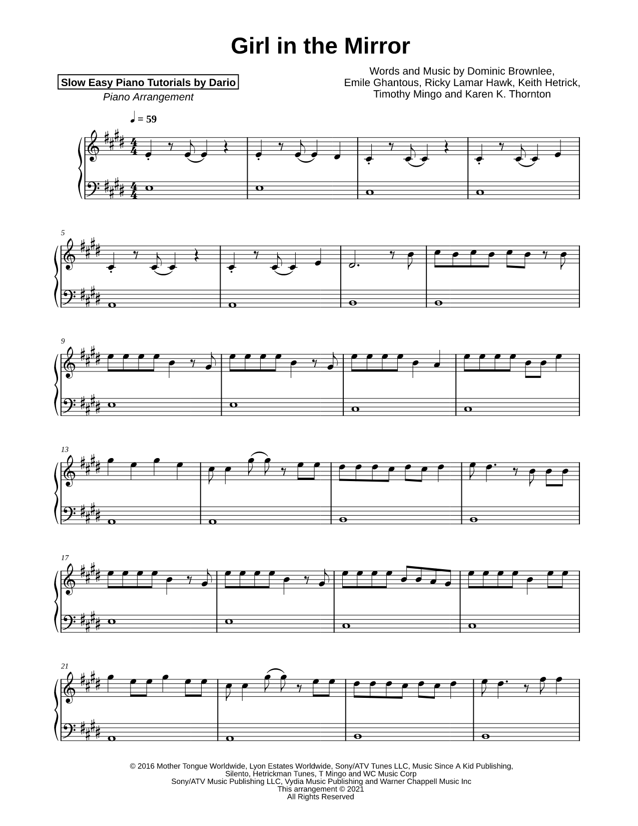 Girl in the Mirror [Slow Easy Piano Tutorial]