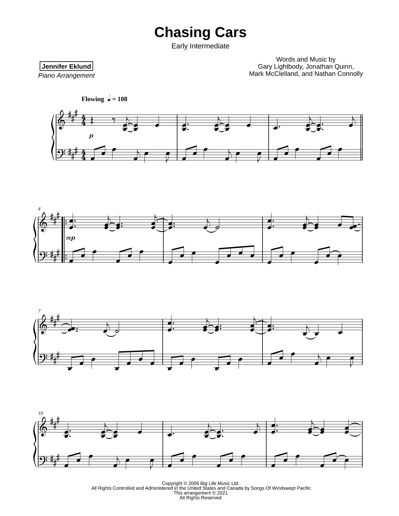 Chasing Cars [early intermediate]