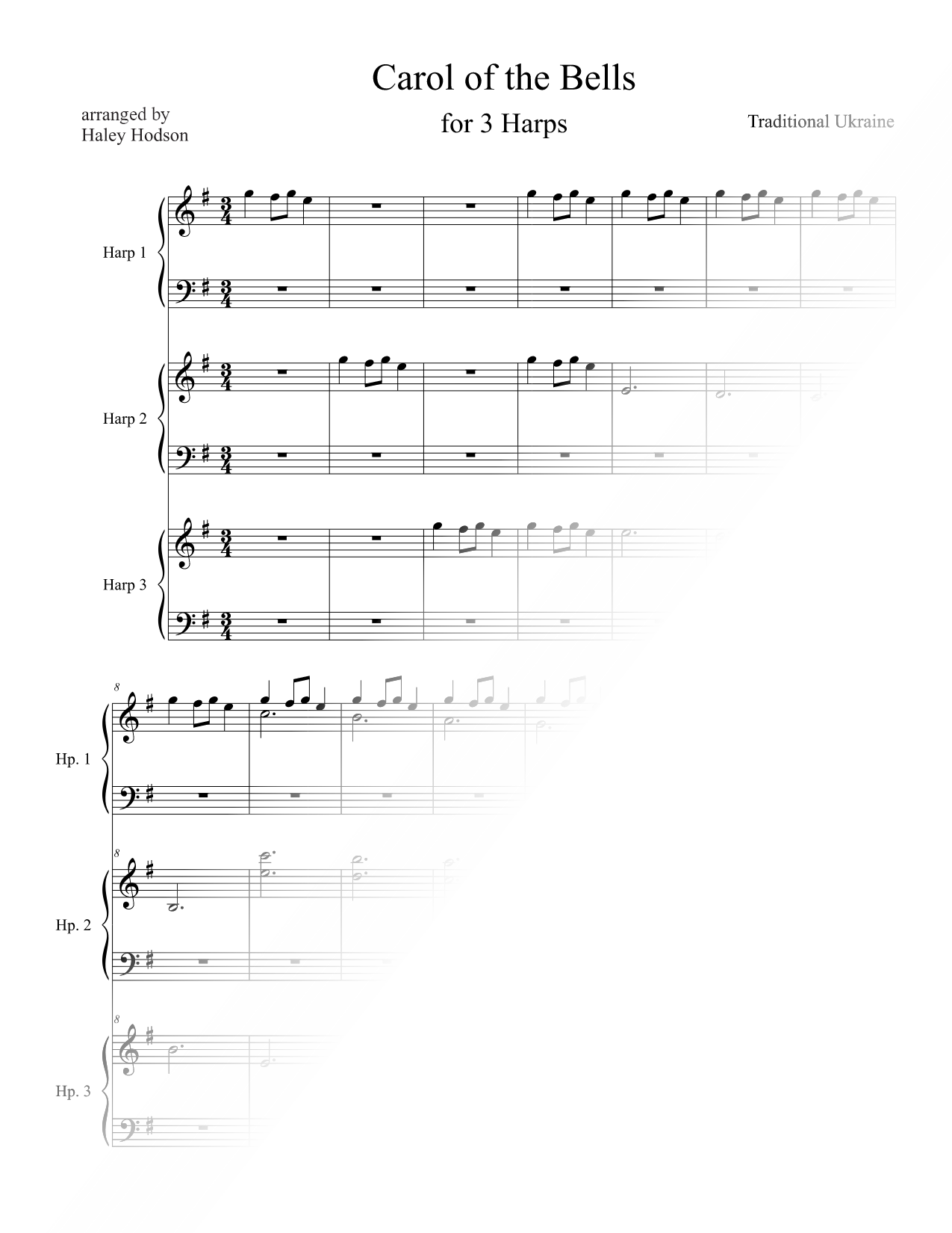 Carol of the Bells - Harp Trio