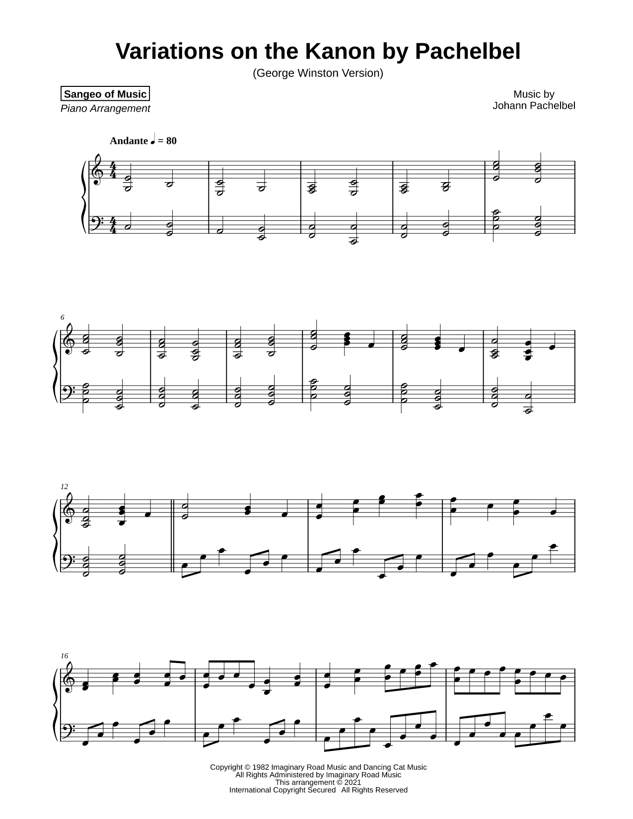 Variations on the Kanon by Pachelbel