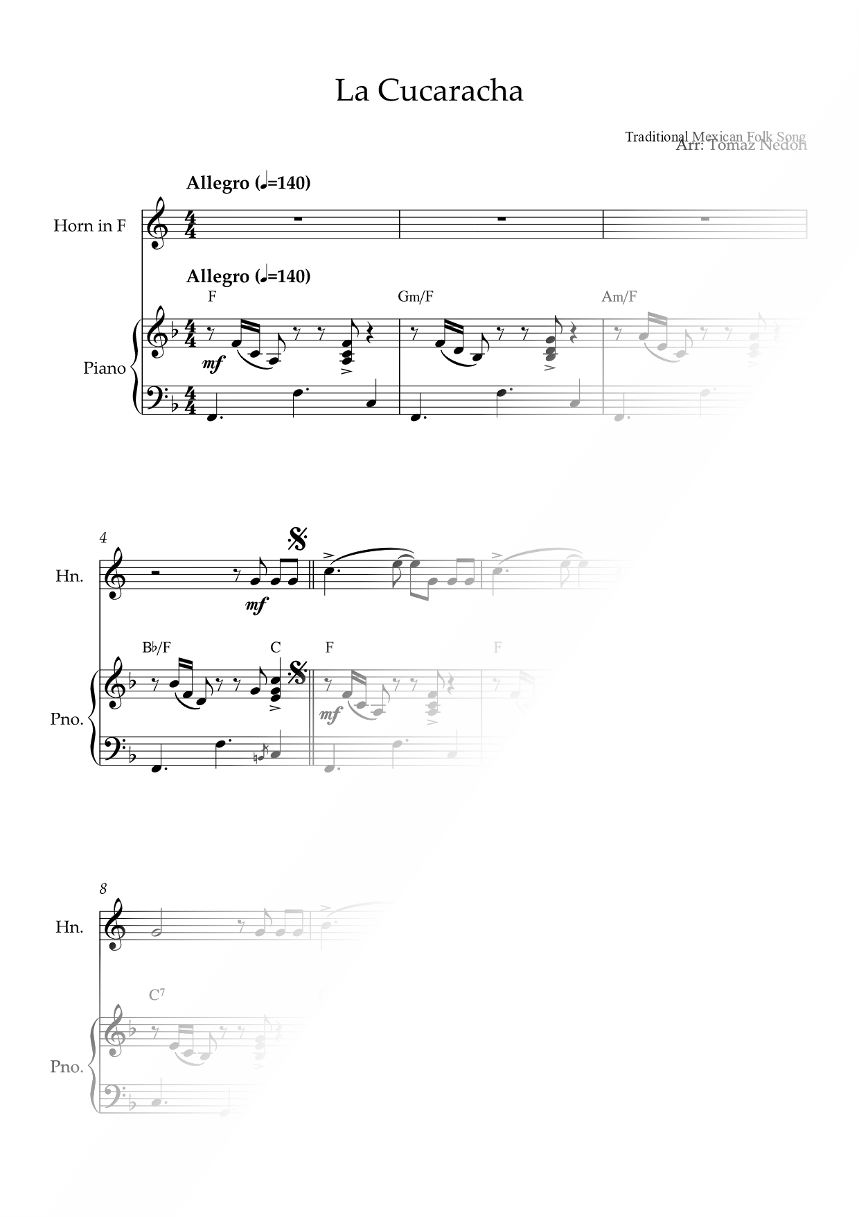 La Cucaracha - French Horn & Piano