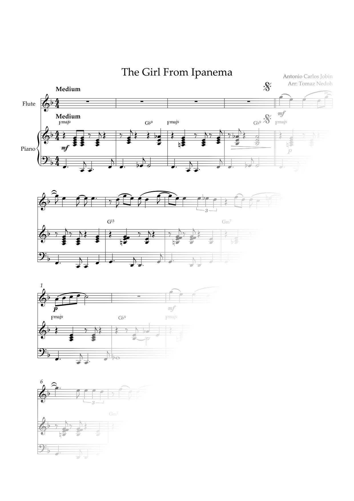 The Girl from Ipanema - Flute & Piano