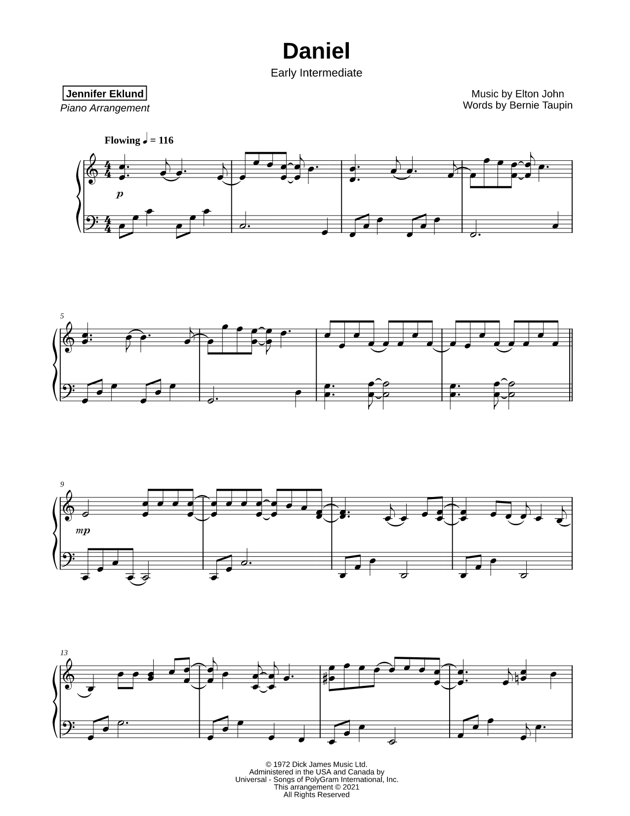 Daniel [early intermediate] Sheet Music — Piano Solo